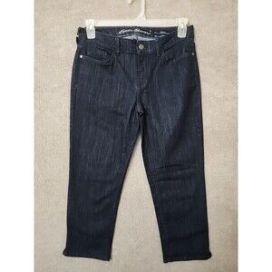 Eddie Bauer Curvy Crop Jeans Womens 6 Blue Dark Wash Stretch